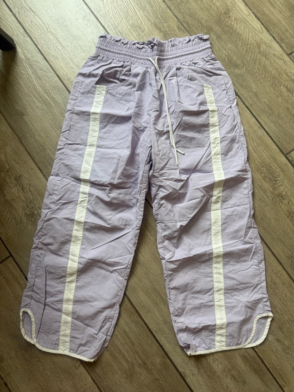 Lilac Track Pants with White Side Stripes